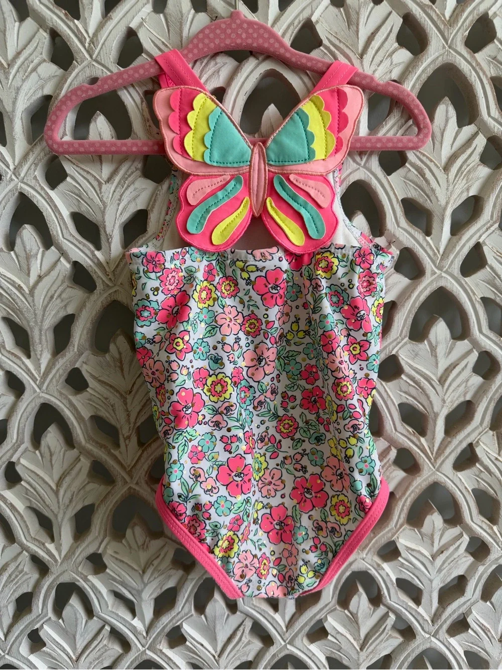 Nicole Miller Floral Butterfly One-Piece Swimsuit, 2T